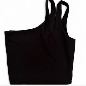 One shoulder black workout top